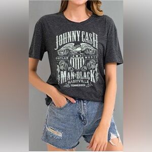 Johnny Cash unisex size XL band, graphic T-shirt, gray, and white